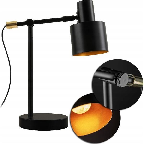 Lampka biurkowa GTV Lampka biurkowa Selvia II Gtv 5570 E14 max. 25W max. 250V IP20 śr. 20 cm czarno/złota LB-SELVII-11-DEC 13979520 5902801405570