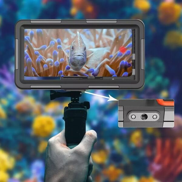Tech-Protect TECH-PROTECT IPX8 UNIVERSAL DIVING WATERPROOF CASE BLACK/ORANGE 13980611 5906302310234