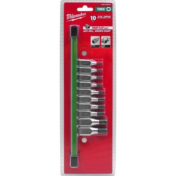 Hikoki MILWAUKEE SET OF SHANK SOCKETS 10 pcs. 3/8 TORX 13983097 4058546408497