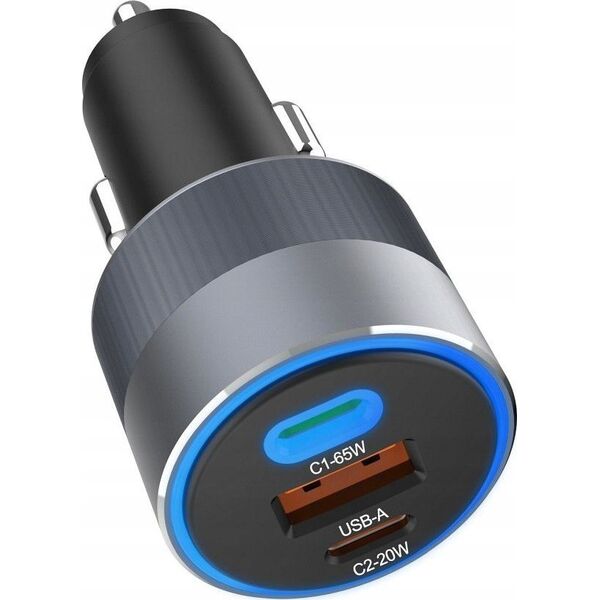 Ładowarka ForCell FORCELL F-ENERGY Alu ładowarka samochodowa 2 x Typ C + USB A PD QC4.0 SFC2.0 3A 85W szara 13984491 5903396275746