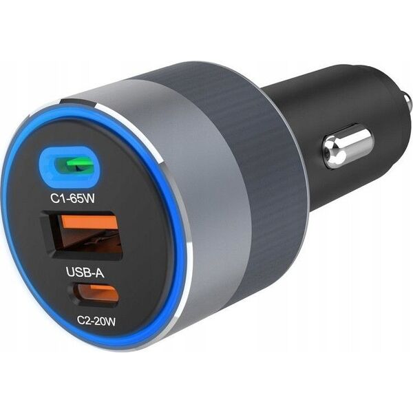 Ładowarka ForCell FORCELL F-ENERGY Alu ładowarka samochodowa 2 x Typ C + USB A PD QC4.0 SFC2.0 3A 85W szara 13984491 5903396275746
