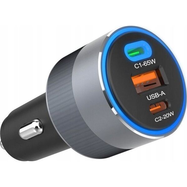 Ładowarka ForCell FORCELL F-ENERGY Alu ładowarka samochodowa 2 x Typ C + USB A PD QC4.0 SFC2.0 3A 85W szara 13984491 5903396275746
