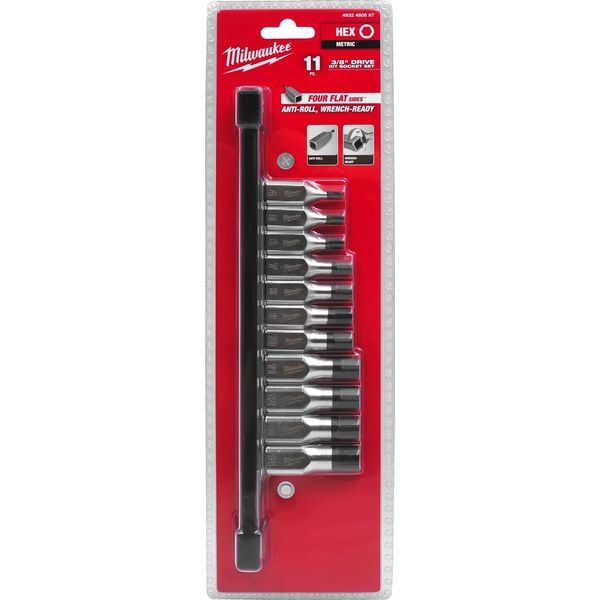 Hikoki MILWAUKEE SET OF SHANK SOCKETS 11 pcs. 3/8 HEX 13984502 4058546408527