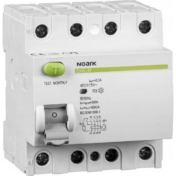 Noark Wyłącznik różnicowoprądowy Noark 108362 4P 40A 30mA 6kA TYP A EX9L-N 13995997 8592765083623