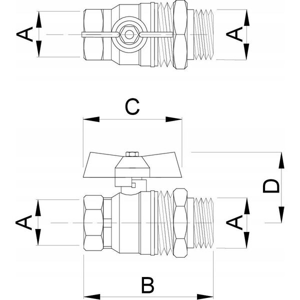 ZAWÓR KULOWY WODNY MOTYL PÓŁŚRUBUNEK 3/4" H. // ZKW-20-WS-M-H 13999483 5900308731338