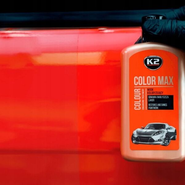 K2 K2 WOSK KOLORYZUJĄCY, NABŁYSZCZA I CHRONI. COLOR MAX 250 CZEROWONY 250ML 14006694 5906534019813