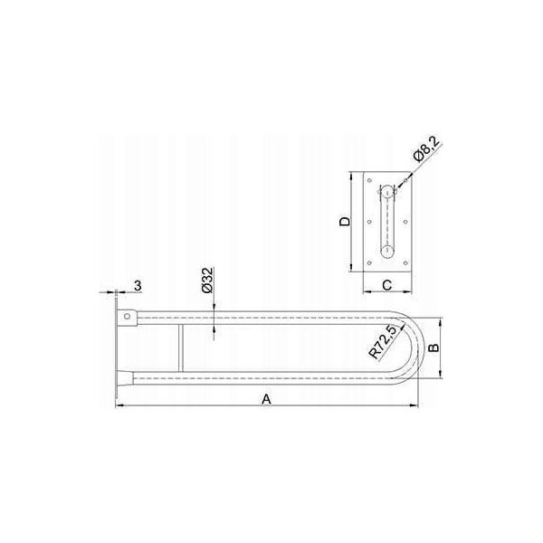 UUWC-6 INOX / CORRADOMED / UCHWYT UCHYLNY DO WC INOX 600MM FI32 14009510 5903002020364