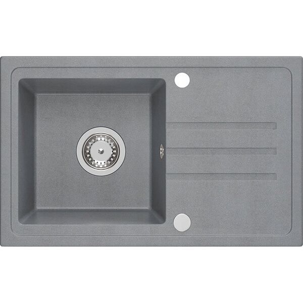 Zlewozmywak BEN 111 zlewozmywak granitowy silver stone 70x44 z szarą baterią z elastyczną wylewką, ze stalowym syfonem i zaślepką 14010840 5905505506185