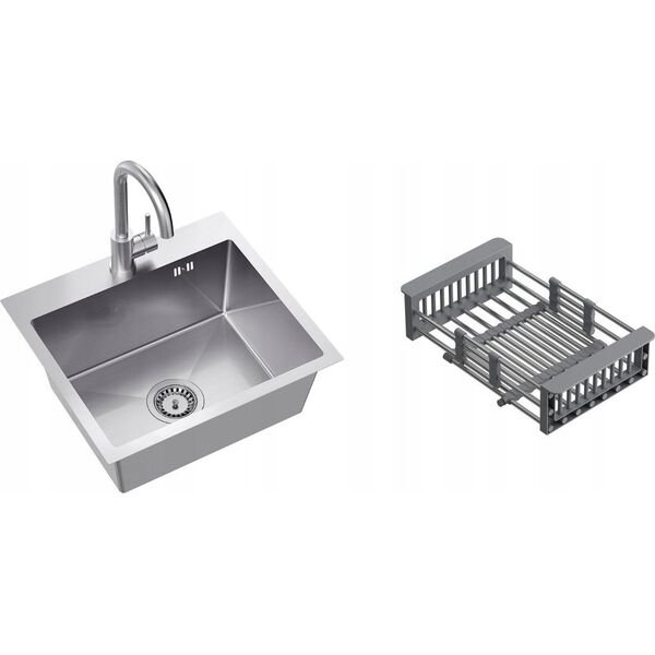 Zlewozmywak QUADRON LUKE 100 zlewozmywak stalowy (50x45x20) z syfonem 1-komorowy b/o + bateria stalowa 14010846 5905505503078