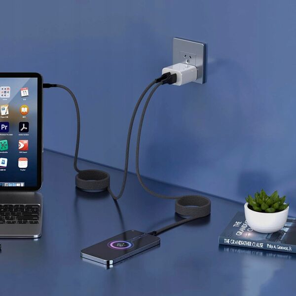 Kabel USB STATIK Statik MagStack - kabel USB-A - lightning 2m, w nylonowym oplocie, zwijany magnetycznie (black) 14011275 810024055487