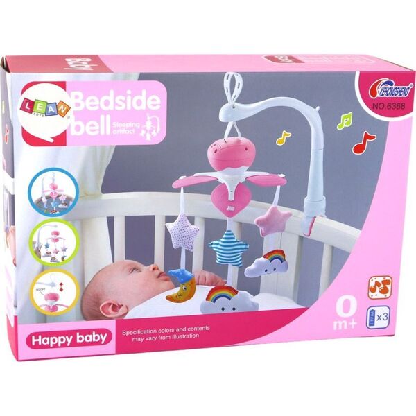 LeanToys Karuzela Łóżeczkowa Dla Dzieci Dźwięk Niebo Różowa 14036158 5905679077702