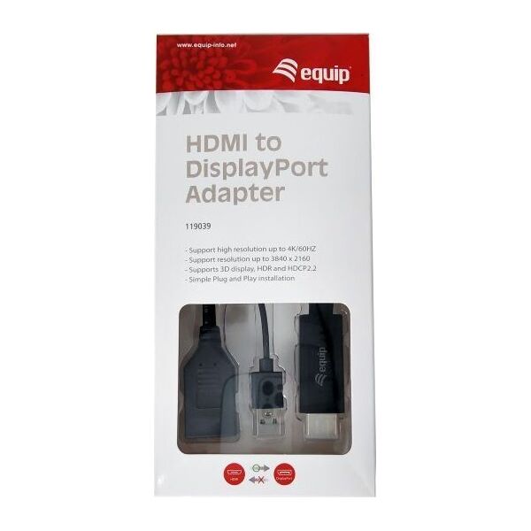 Adapter AV Equip Equip HDMI Adapter Displayport  St/Bu 0.15m 4K/60Hz       sw 14049361 4015867226742