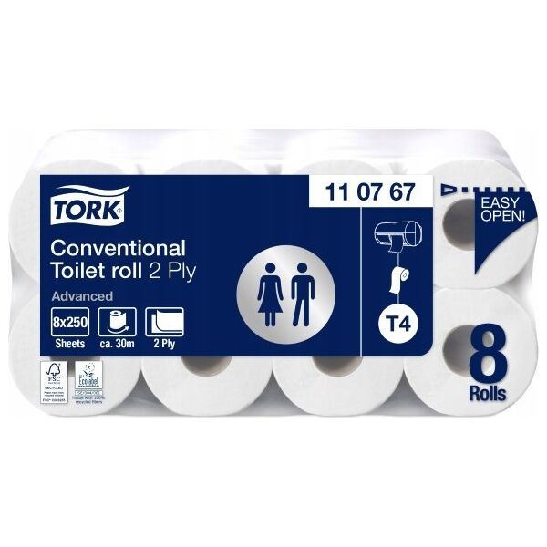 Tork Tork – Miękki papier toaletowy w rolce konwencjonalnej, biały, 2-warstwowy – Advanced 14049380 7322540861310