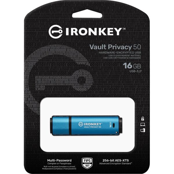 Pendrive Kingston IronKey Vault Privacy 50, 16 GB  (IKVP50/16GB)