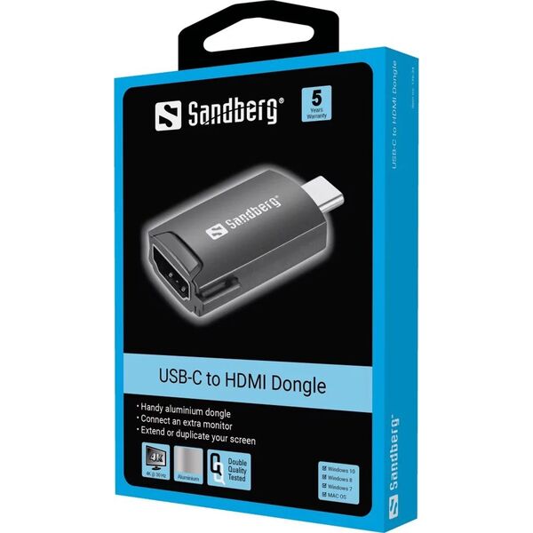 Adapter USB Sandberg USB-C - HDMI Czarny  (136-34)