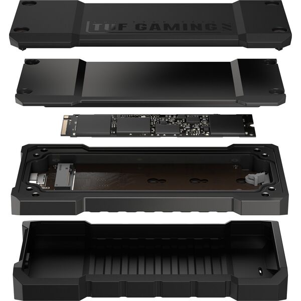 Kieszeń Asus ASUS TUF GAMING A2 SSD NVME case, USB3.2 Gen 2X1, M.2 NVMe SSD kovový box, černá