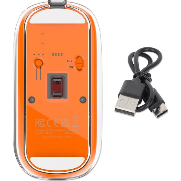 Mysz Manhattan MANHATTAN Funkmaus USB-A 4Tasten RGB LED orange transparent 14051273 766623190282