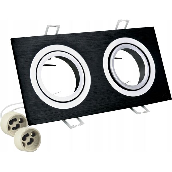 Sanicoelectronics Sanico South Opal 302144 oczko lampa wpuszczana downlight 2x50W LED kwadratowe uchylne czarne 14051582 5901508302144