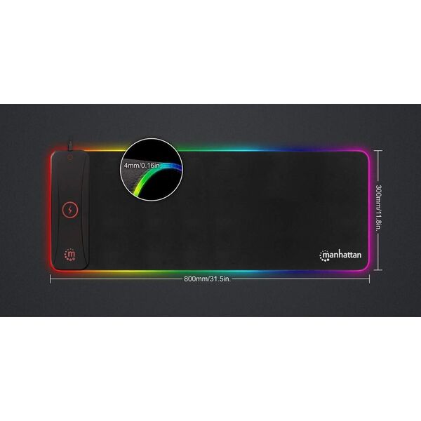 Podkładka Manhattan MANHATTAN XXL RGB LED Gaming-Mauspad mit Indutionsladegerät 14053969 766623425513