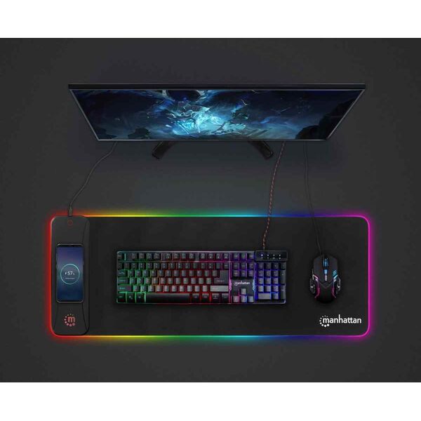 Podkładka Manhattan MANHATTAN XXL RGB LED Gaming-Mauspad mit Indutionsladegerät 14053969 766623425513