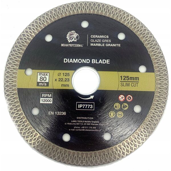 INDIAN PROFESSIONAL TARCZA DIAMENTOWA 125mm x 1,4mm x 22,2mm SLIM CUT  INDIAN PROFESSIONAL 14059967 5904844524164