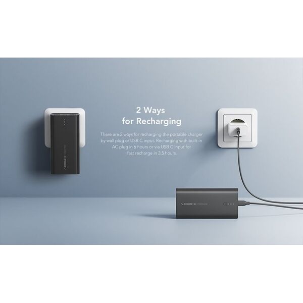 Powerbank Veger VEGER powerbank 10 000 mAh PD QC3.0 20W ACE100 (W1146) czarny 14061875 6970453554884