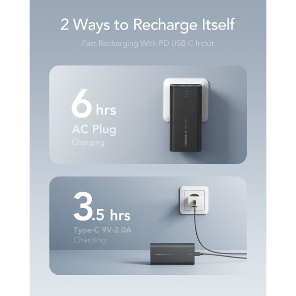 Powerbank Veger VEGER powerbank 10 000 mAh PD QC3.0 20W ACE100 (W1146) czarny 14061875 6970453554884