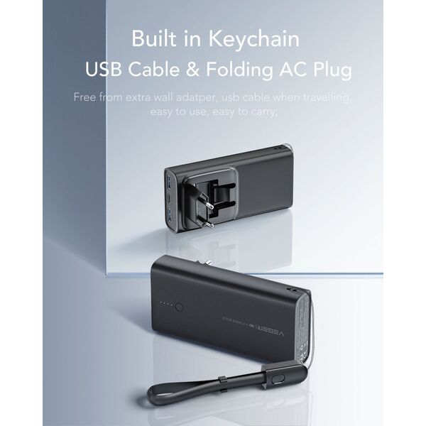 Powerbank Veger VEGER powerbank 10 000 mAh PD QC3.0 20W ACE100 (W1146) czarny 14061875 6970453554884