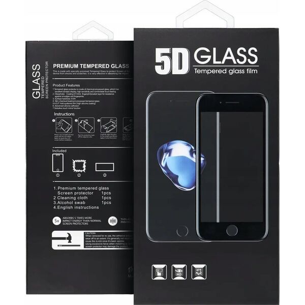 OEM 5D Full Glue Tempered Glass - do Xiaomi Redmi 12 / Redmi 13 czarny 14063029 5903396259968