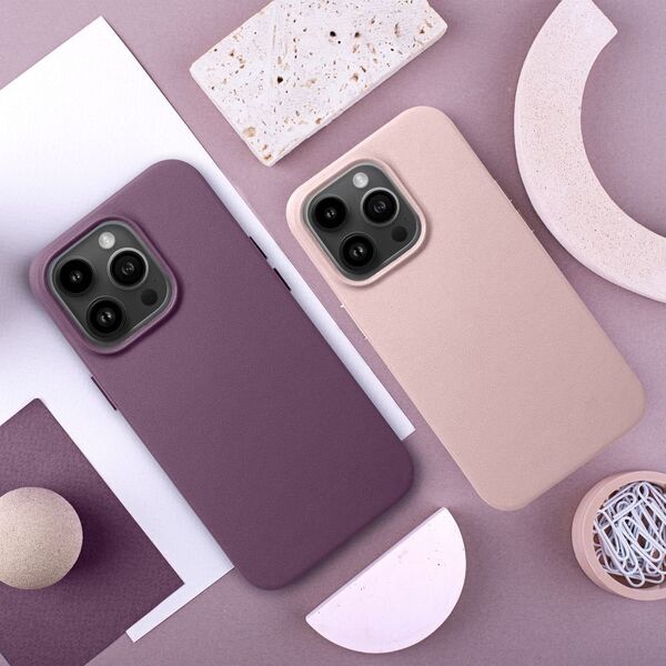 OEM Futerał LEATHER MAG COVER kompatybilny z MagSafe do IPHONE 15 Pro ciemny fioletowy 14064811 5903396222399