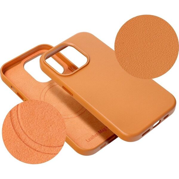 OEM Futerał LEATHER MAG COVER kompatybilny z MagSafe do IPHONE 15 Plus pomarańczowy 14064812 5903396222429