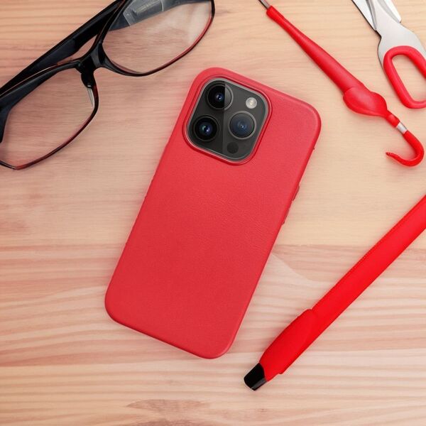 OEM Futerał LEATHER MAG COVER kompatybilny z MagSafe do IPHONE 15 Plus czerwony 14064814 5903396222733