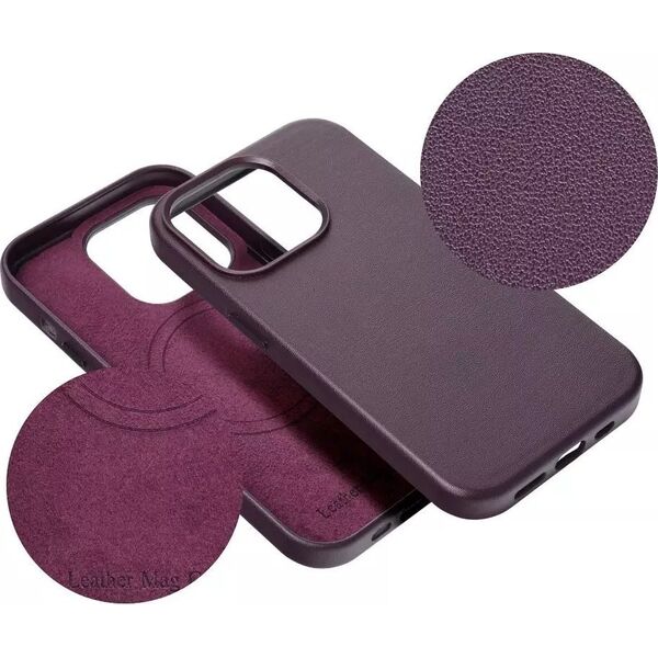 OEM Futerał LEATHER MAG COVER kompatybilny z MagSafe do IPHONE 15 Plus ciemny fioletowy 14064816 5903396222405