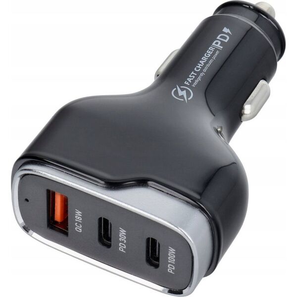 Ładowarka OEM Ładowarka samochodowa USB A + 2 x Typ C PD QC3.0 3A 138W CC53-2C1A czarna 14066820 5903396227318
