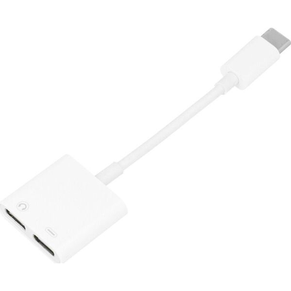 Adapter USB OEM Adapter AUX 2w1 Typ C (męski) do Typ C (żeński) / Typ C (żeński) BOX biały [DAC] 14071929 5903396106545