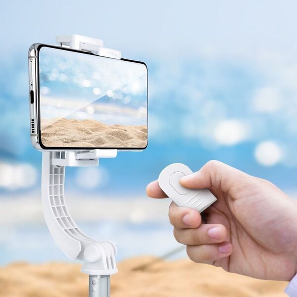 Selfie stick OEM Zestaw / uchwyt selfie z pilotem na bluetooth tripod GIMBAL stabilizator biały SSTR-L08 14074341 5903396117688