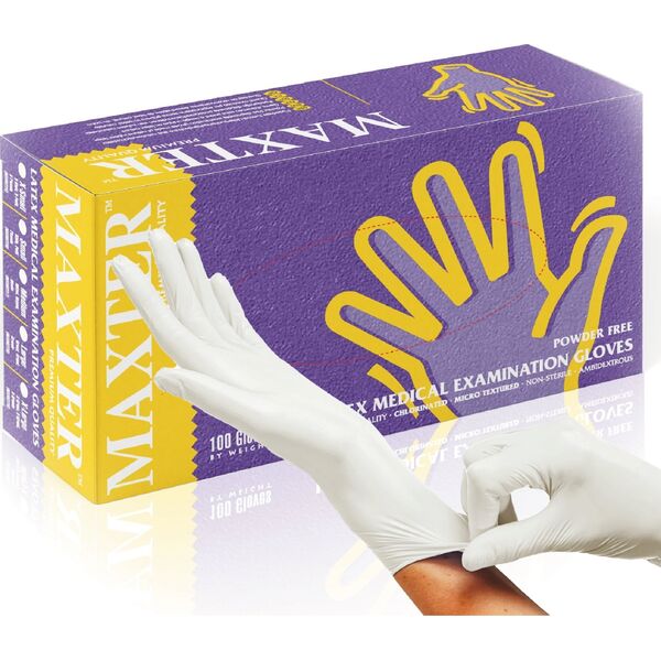 Rękawice lateksowe bezpudrowe MAXTER, 100 szt., M 14076916 9555002105785