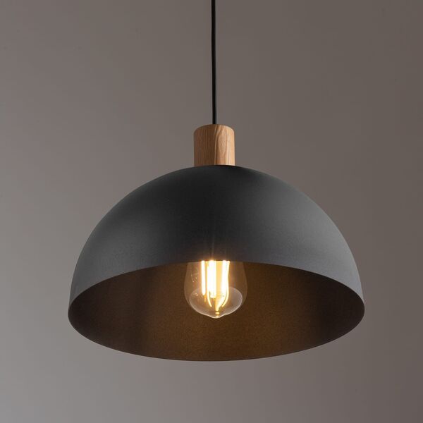 Lampa wisząca TKKRYWULT Tk Lighting Oslo 4852 lampa wisząca zwis 1x15W E27 czarna/drewniana 14077274 5901780548520