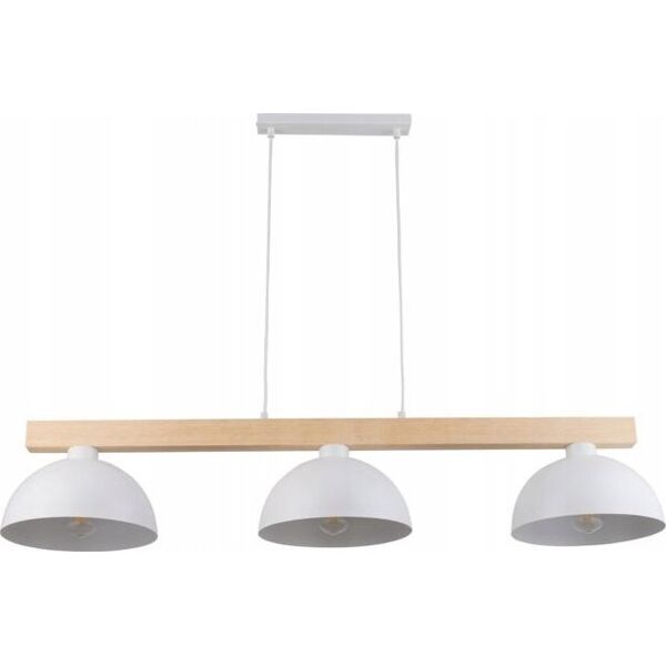 Lampa wisząca TKKRYWULT Tk Lighting Oslo 4712 lampa wisząca zwis 3x15W E27 biała/drewniana 14077276 5901780547127