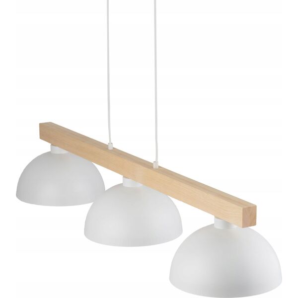 Lampa wisząca TKKRYWULT Tk Lighting Oslo 4712 lampa wisząca zwis 3x15W E27 biała/drewniana 14077276 5901780547127