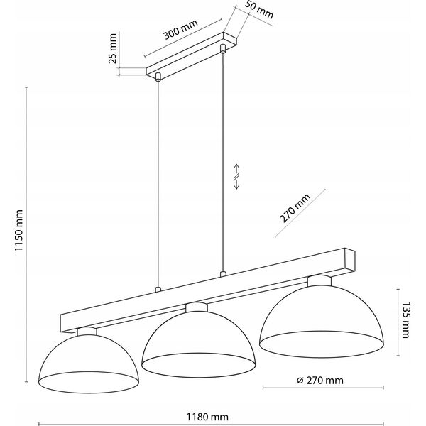 Lampa wisząca TKKRYWULT Tk Lighting Oslo 4712 lampa wisząca zwis 3x15W E27 biała/drewniana 14077276 5901780547127
