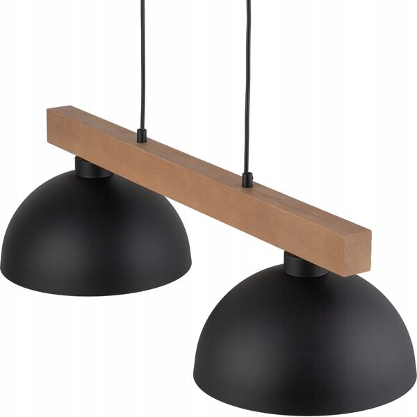 Lampa wisząca TKKRYWULT Tk Lighting Oslo 4711 lampa wisząca zwis 2x15W E27 czarna/drewniana 14077277 5901780547110