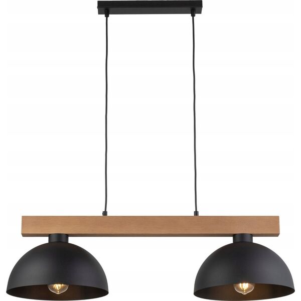 Lampa wisząca TKKRYWULT Tk Lighting Oslo 4711 lampa wisząca zwis 2x15W E27 czarna/drewniana 14077277 5901780547110