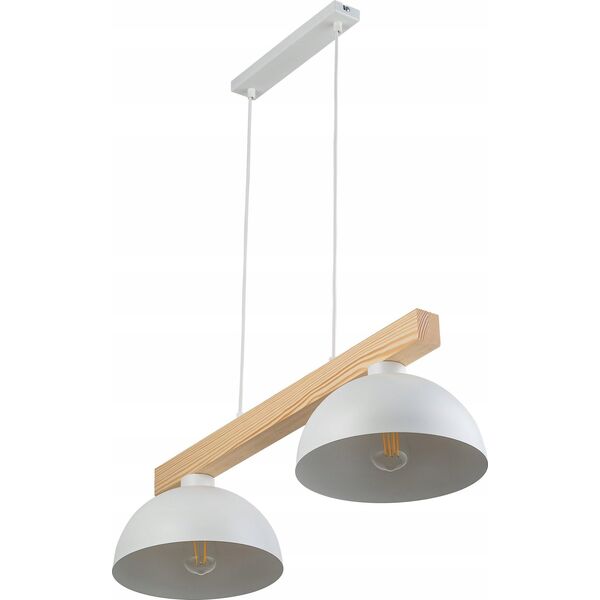 Lampa wisząca TKKRYWULT Tk Lighting Oslo 4713 lampa wisząca zwis 2x15W E27 biała/drewniana 14077279 5901780547134
