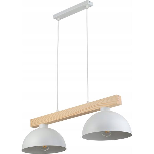 Lampa wisząca TKKRYWULT Tk Lighting Oslo 4713 lampa wisząca zwis 2x15W E27 biała/drewniana 14077279 5901780547134