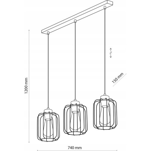 Lampa wisząca TKKRYWULT Tk Lighting Galaxy 4716 lampa wisząca zwis 3x15W E27 czarna/złota 14077297 5901780547165