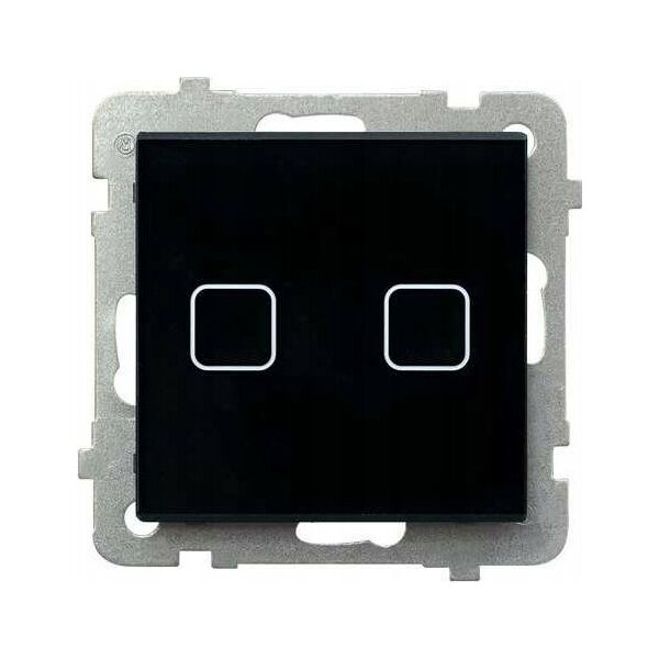 Ospel Łącznik dotykowy podwójny schodowy / krzyżowy Ospel Sonata Touch ŁPD-26RS/M/32 z podświetleniem 10AX 230V czarne szkło 14082515 5906729009476