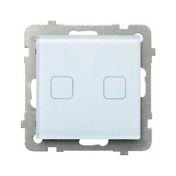 Ospel Łącznik dotykowy podwójny schodowy / krzyżowy Ospel Sonata Touch ŁPD-26RS/M/31 z podświetleniem 10AX 230V białe szkło 14082543 5906729009469