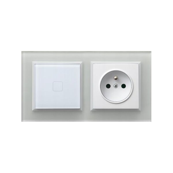 Ospel Łącznik dotykowy podwójny schodowy / krzyżowy Ospel Sonata Touch ŁPD-26RS/M/31 z podświetleniem 10AX 230V białe szkło 14082543 5906729009469