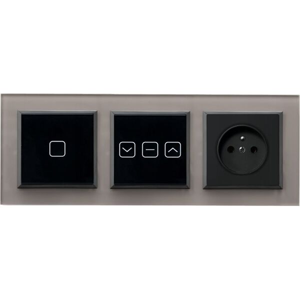 Ospel Łącznik dotykowy podwójny schodowy / krzyżowy Ospel Sonata Touch ŁPD-26RS/M/31 z podświetleniem 10AX 230V białe szkło 14082543 5906729009469